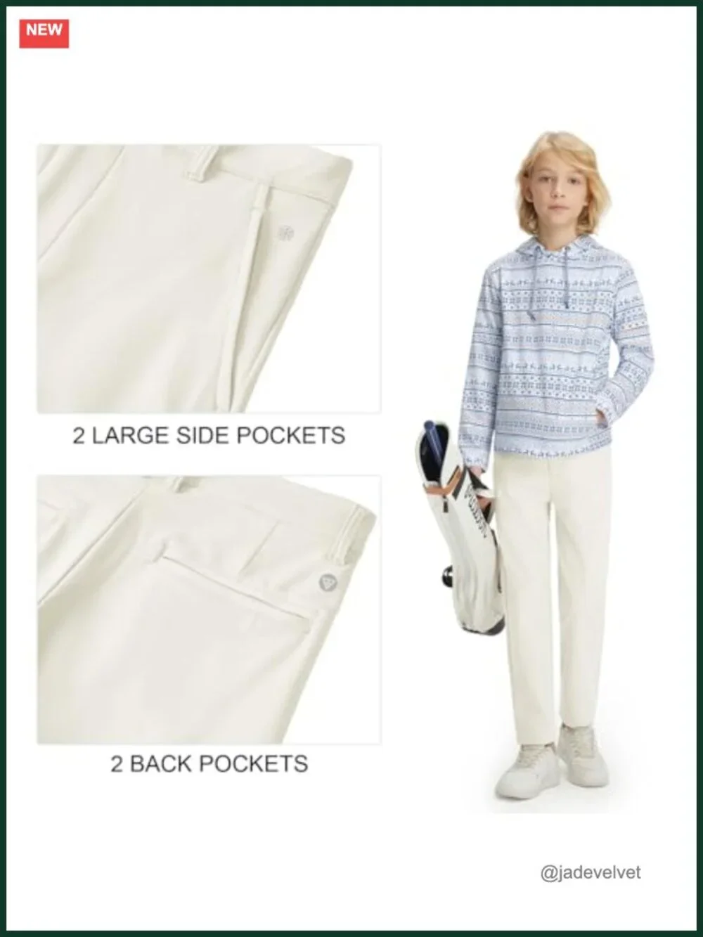 Fleece-Lined Stretch Water-Resistant Boys Uniform Pants with Pockets